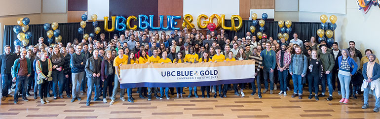 UBC's Blue and Gold fundraising campaign for students kicked-off at the university on November 27 to a capacity-crowd.